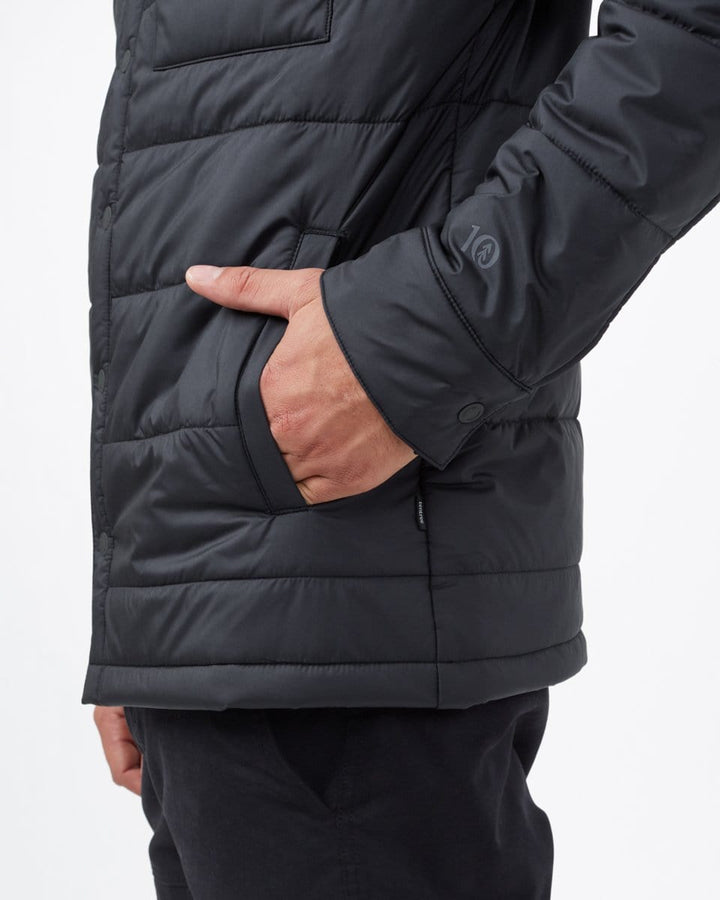 Men's Cloud Shell Shirt Jacket - Black Pocket View
