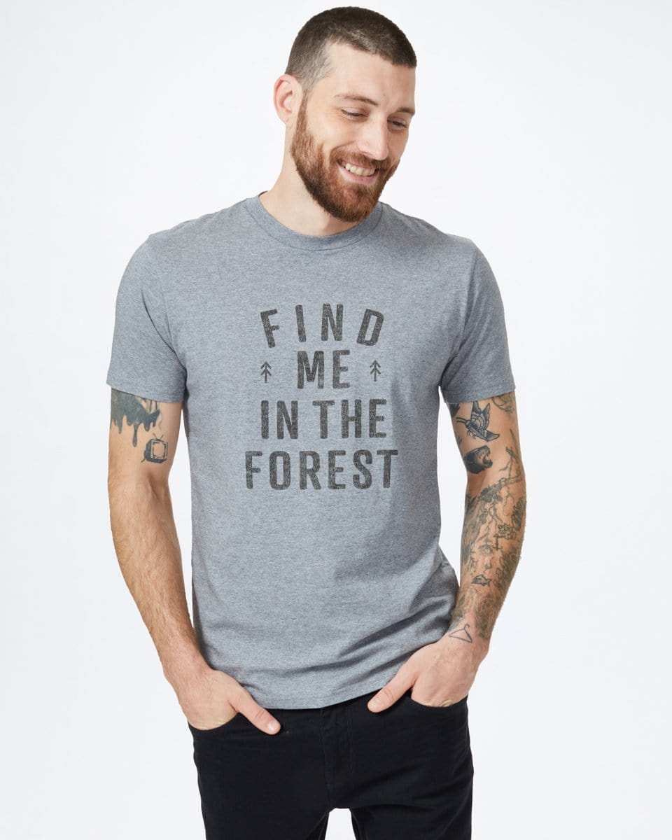 Men's Find Me In The Forest T-Shirt - Grey Full Front View