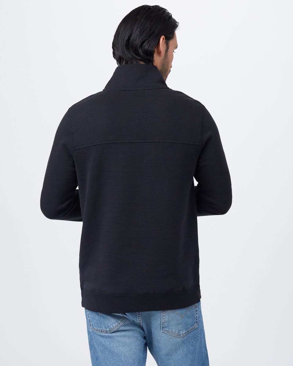 Men's 1/4 Zip Kanga Pocket Fleece - Black Back View