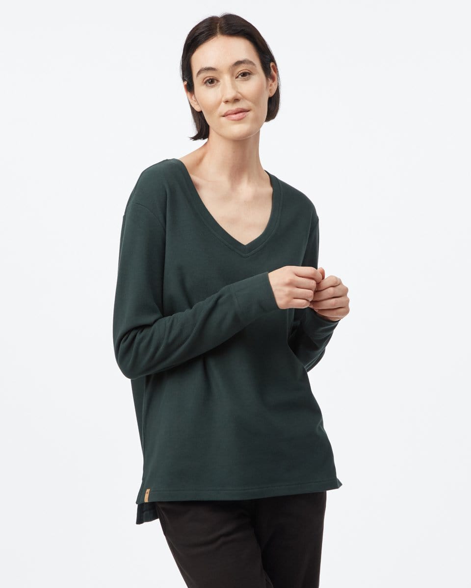 Women's Luxe V-Neck Fleece - Front - Shirt Only