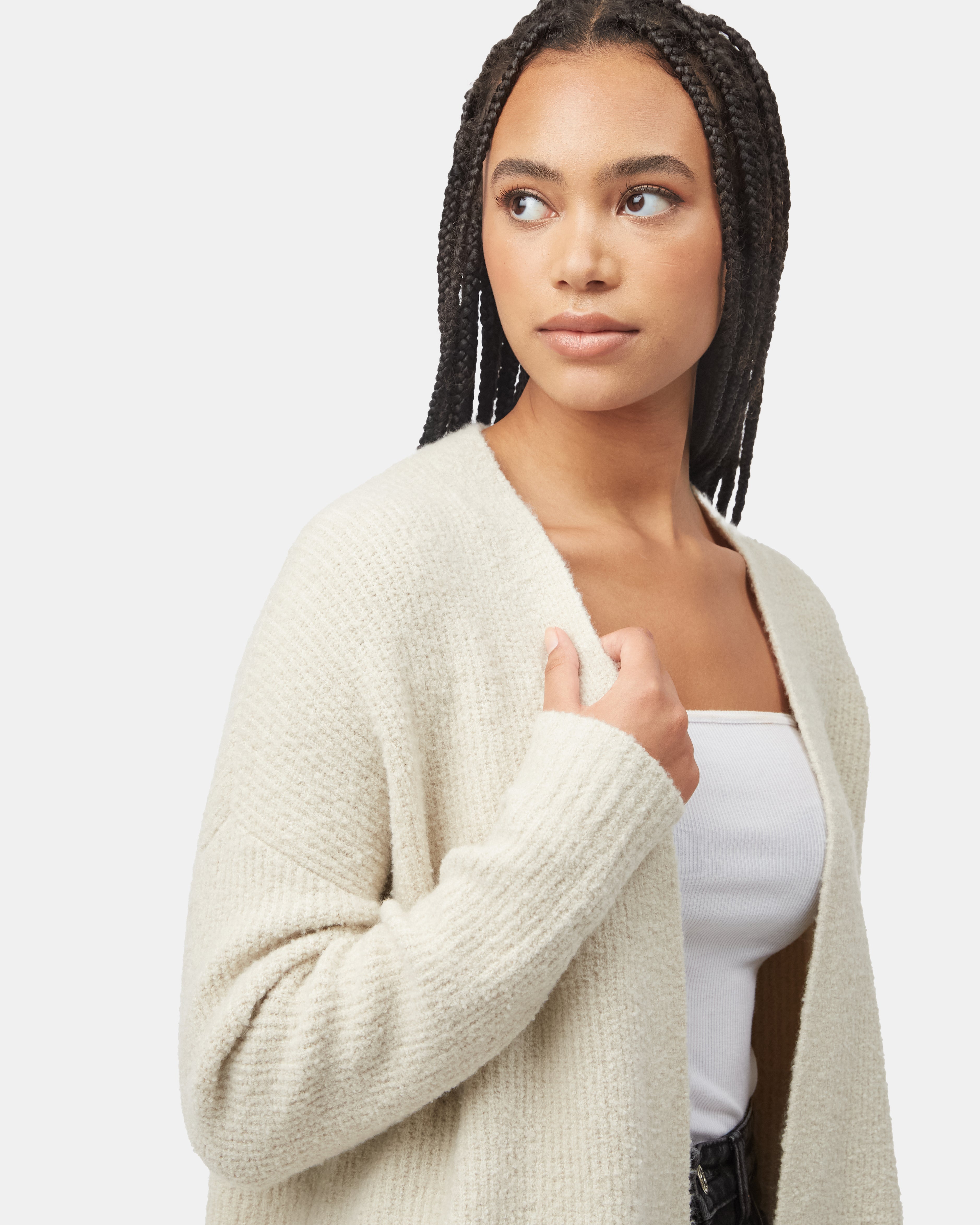 Fuzzy open cardigan best sale