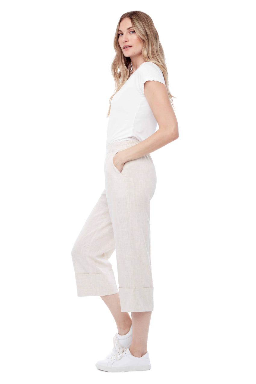 Tyler Madison Mia Linen Cuffed Cropped Pant