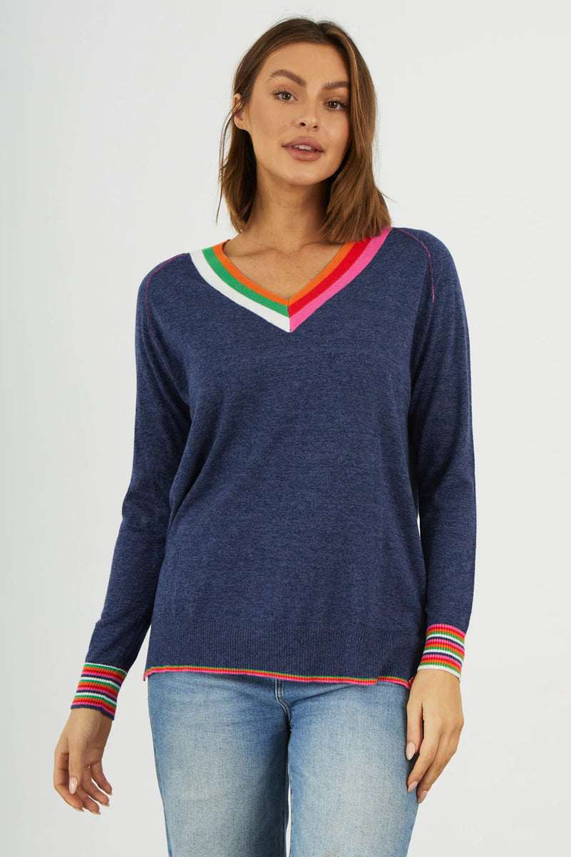 Zaket & Plover Stripe V Sweater