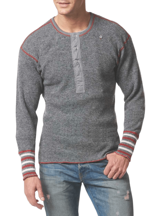 Men's Heritage Fleece Lined Heavy Weight Wool Henley