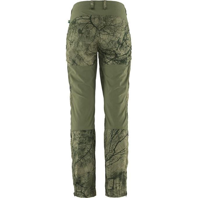 FJÄLLRÄVEN Women's Keb Trousers Regular - Green Camo / Laurel Green